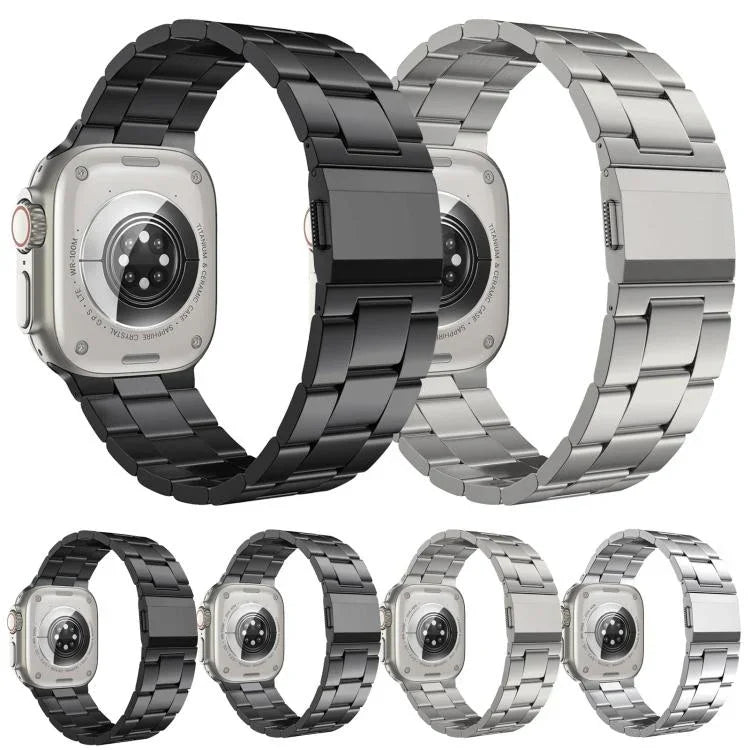ノーマンクラスプ三連ステンレススチールウォッチバンド、Apple Watch 46mm / 49mm / 45mm / 44mm用