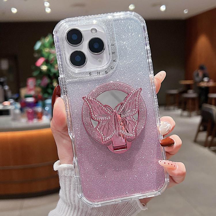 Mirror Butterfly Holder Glitterr MagSafe Phone Case, For iPhone 11 Pro Max, For iPhone 11