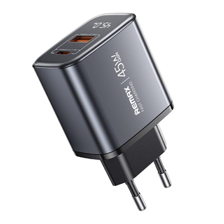 REMAX U2-AC 45W USB と Type-C GaN デジタルディスプレイ急速充電器、EUプラグ、UKプラグ