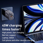 REMAX U2-AC 45W USB と Type-C GaN デジタルディスプレイ急速充電器、EUプラグ、UKプラグ