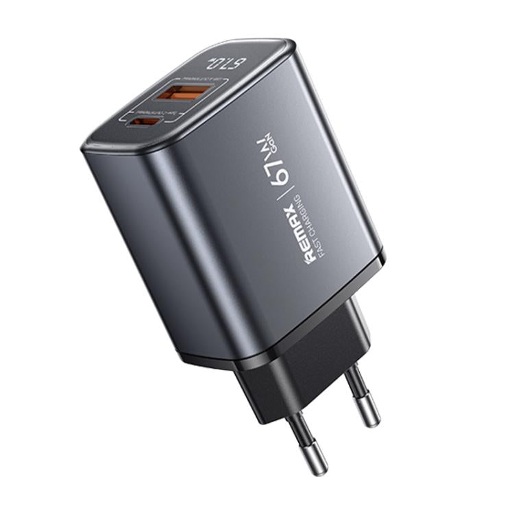 REMAX U2-AC 67W USB と Type-C GaN デジタルディスプレイ急速充電器、EUプラグ、UKプラグ