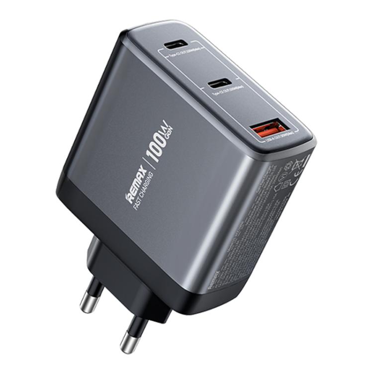 REMAX U2-AC 100W USB とデュアル Type-C GaN デジタルディスプレイ急速充電器、EUプラグ