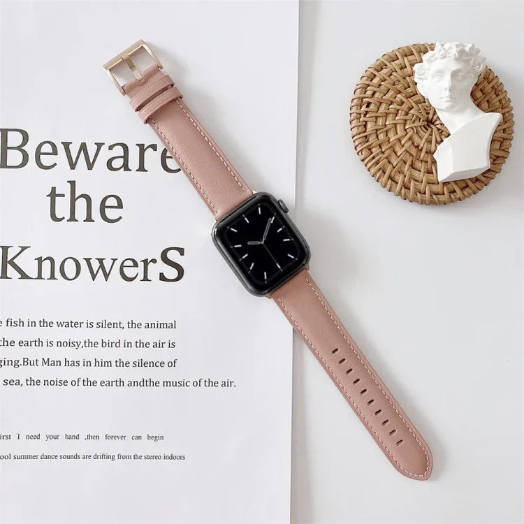Vテールスタイルステッチレザーウォッチリストストラップ、Apple Watch 5 & 4 44mm / 3 & 2 & 1 42mm用、Apple Watch Series 8&7 41mm / SE 2&6&SE&5&4 40mm / 3&2&1 38mm用、Apple Watch Series 7 41mm / 6 & SE & 5 & 4 40mm / 3 & 2 & 1 38mm用