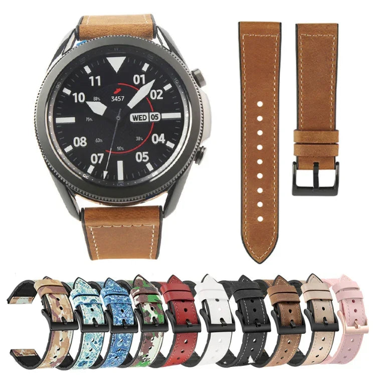TPU＋本革交換用ストラップウォッチバンド、Samsung Galaxy Watch 3 41mm用、Samsung Galaxy Watch 3 45mm用