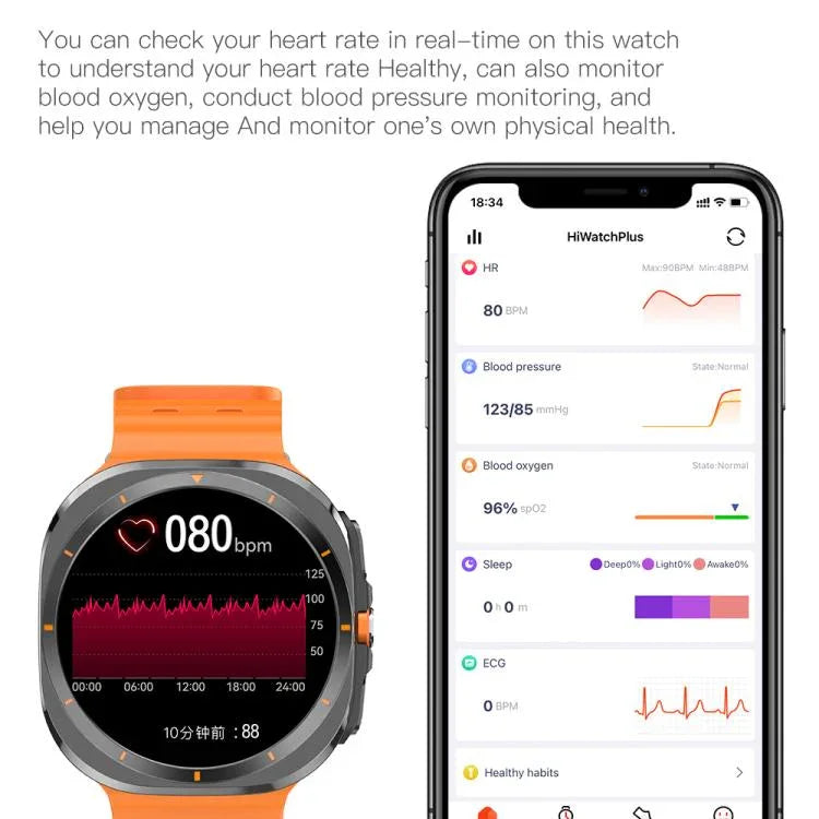 X7 1.51インチ IPSスクリーン Bluetoothスマートウォッチ 健康モニタリング対応