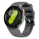 Silver Pin Buckle Leather Silicone Watch Band, For Samsung Galaxy Watch 7 / 6 / 5 / 4