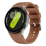 Silver Pin Buckle Leather Silicone Watch Band, For Samsung Galaxy Watch 7 / 6 / 5 / 4