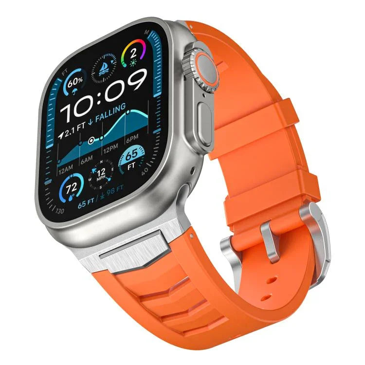 ステンレススチールバックルフルオロラバ―ウォッチバンド、Apple Watch Ultra / Ultra 2 49mm用