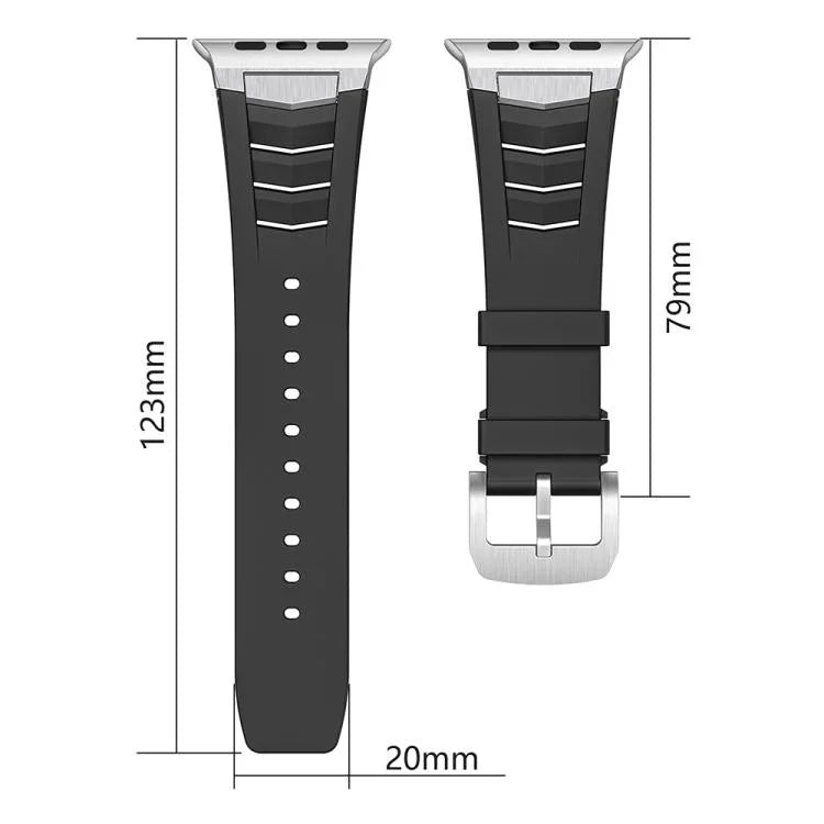 ステンレススチールバックルフルオロラバ―ウォッチバンド、Apple Watch Ultra / Ultra 2 49mm用