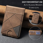 Prismatic Leather Vertical Magnetic Wallet Card Bag Case