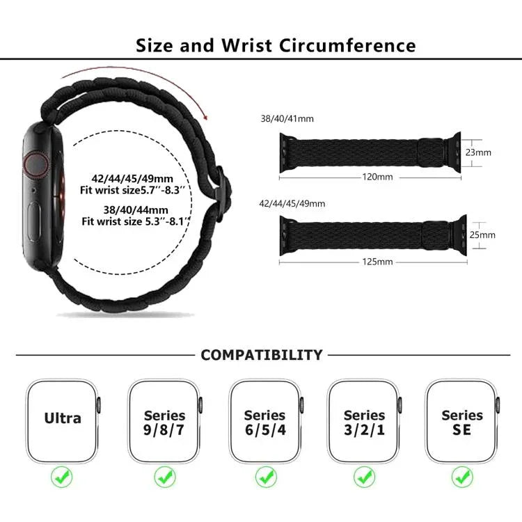 Kalebol 8バックル ナイロン編みウォッチバンド Apple Watch 46mm / 49mm / 45mm / 44mm用、Apple Watch 42mm / 41mm / 40mm / 38mm用