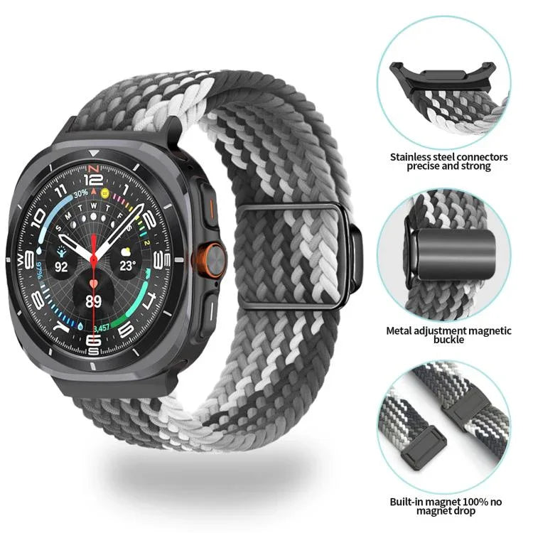 Kalebol 編みループマグネットブラックバックルウォッチバンド、Samsung Galaxy Watch Ultra 47mm / Ultra 2025 用