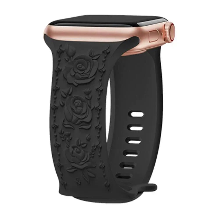 Kalebol 8字バックル ローズ型押しシリコンウォッチバンド Apple Watch 46mm / 49mm / 45mm / 44mm用、Apple Watch 42mm / 41mm / 40mm / 38mm用