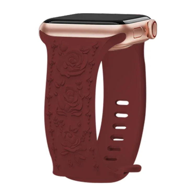Kalebol 8字バックル ローズ型押しシリコンウォッチバンド Apple Watch 46mm / 49mm / 45mm / 44mm用、Apple Watch 42mm / 41mm / 40mm / 38mm用