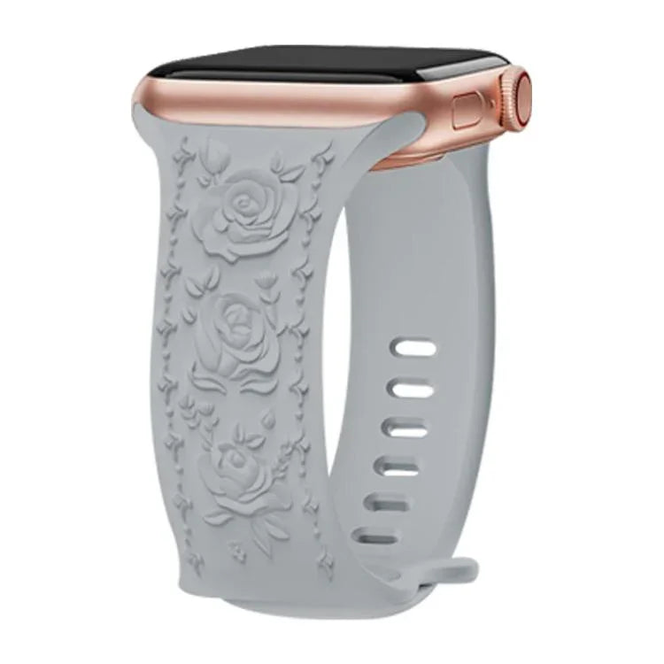Kalebol 8字バックル ローズ型押しシリコンウォッチバンド Apple Watch 46mm / 49mm / 45mm / 44mm用、Apple Watch 42mm / 41mm / 40mm / 38mm用