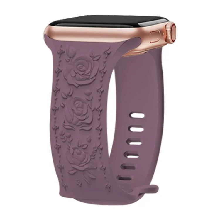 Kalebol 8字バックル ローズ型押しシリコンウォッチバンド Apple Watch 46mm / 49mm / 45mm / 44mm用、Apple Watch 42mm / 41mm / 40mm / 38mm用