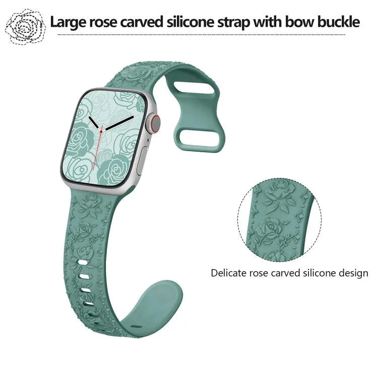 Kalebol 8字バックル ローズ型押しシリコンウォッチバンド Apple Watch 46mm / 49mm / 45mm / 44mm用、Apple Watch 42mm / 41mm / 40mm / 38mm用
