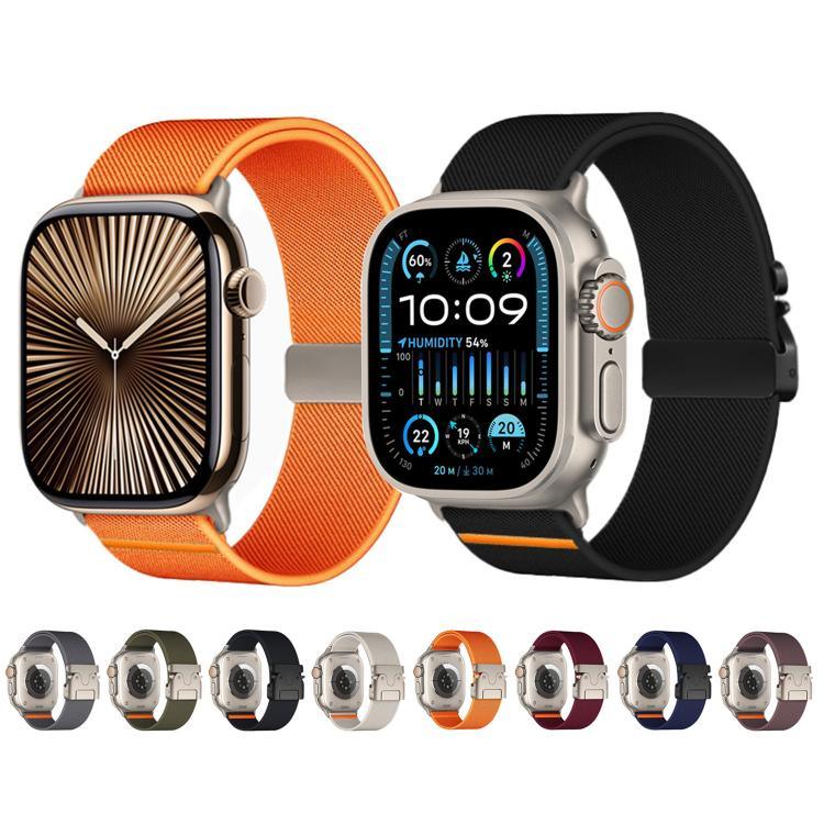 Kalebol パラシュートバックル 弾性ナイロンウォッチバンド Apple Watch 46mm / 49mm / 45mm / 44mm用、Apple Watch 42mm / 41mm / 40mm / 38mm用