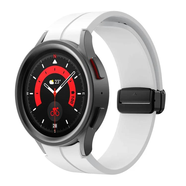 Kalebol 凹型折りたたみマグネットバックルシリコンストラップ、Samsung Galaxy Watch7 / 6 / 5 用