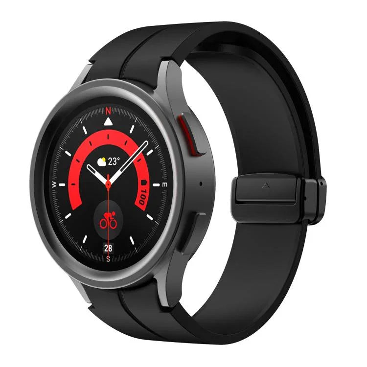 Kalebol 凹型折りたたみマグネットバックルシリコンストラップ、Samsung Galaxy Watch7 / 6 / 5 用