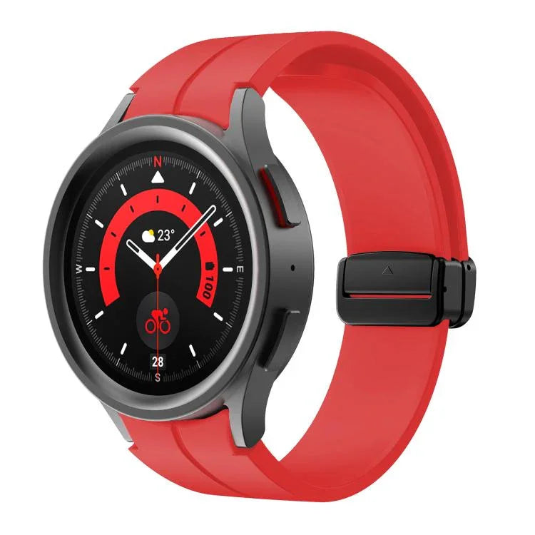 Kalebol 凹型折りたたみマグネットバックルシリコンストラップ、Samsung Galaxy Watch7 / 6 / 5 用