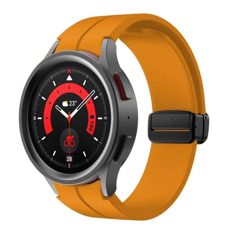 Kalebol 凹型折りたたみマグネットバックルシリコンストラップ、Samsung Galaxy Watch7 / 6 / 5 用