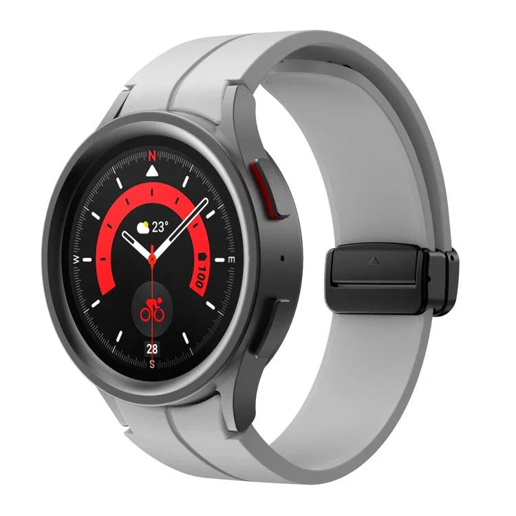 Kalebol 凹型折りたたみマグネットバックルシリコンストラップ、Samsung Galaxy Watch7 / 6 / 5 用