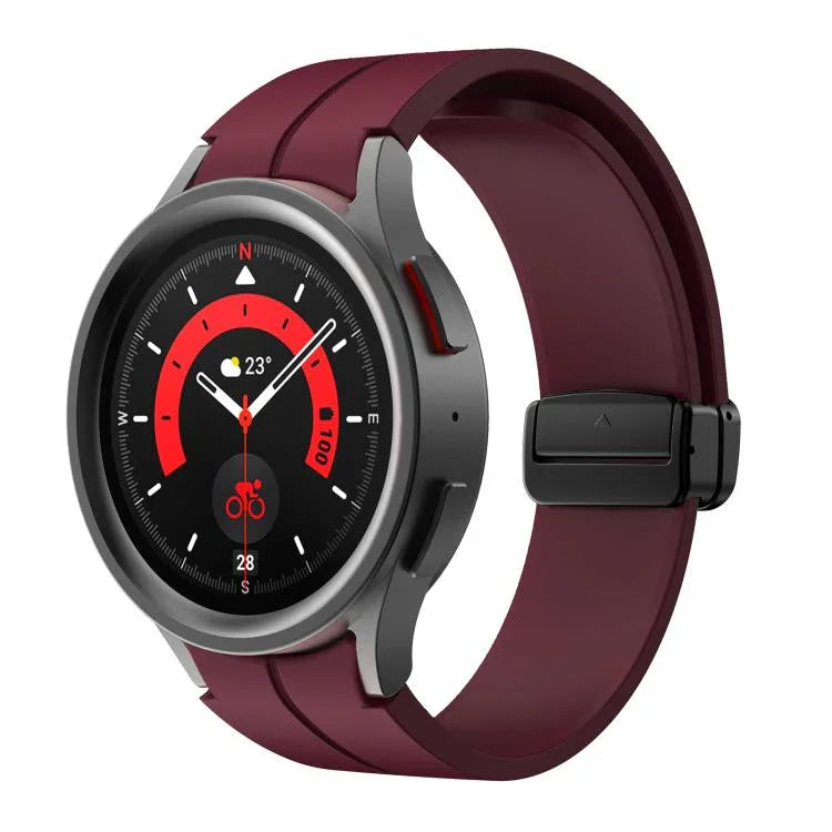 Kalebol 凹型折りたたみマグネットバックルシリコンストラップ、Samsung Galaxy Watch7 / 6 / 5 用