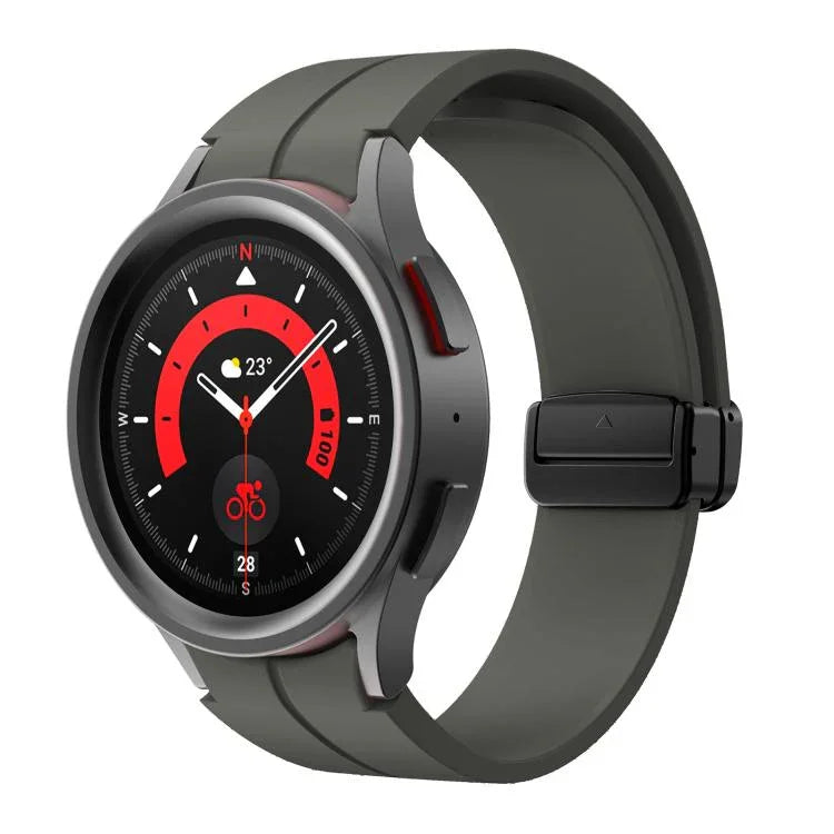 Kalebol 凹型折りたたみマグネットバックルシリコンストラップ、Samsung Galaxy Watch7 / 6 / 5 用
