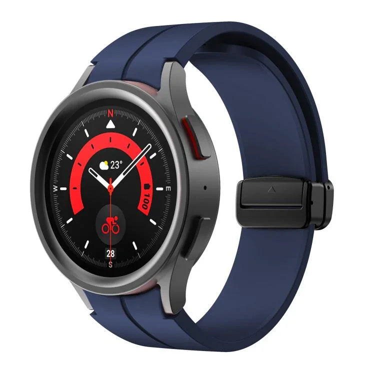 Kalebol 凹型折りたたみマグネットバックルシリコンストラップ、Samsung Galaxy Watch7 / 6 / 5 用