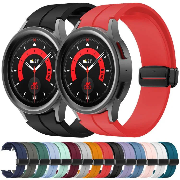 Kalebol 凹型折りたたみマグネットバックルシリコンストラップ、Samsung Galaxy Watch7 / 6 / 5 用