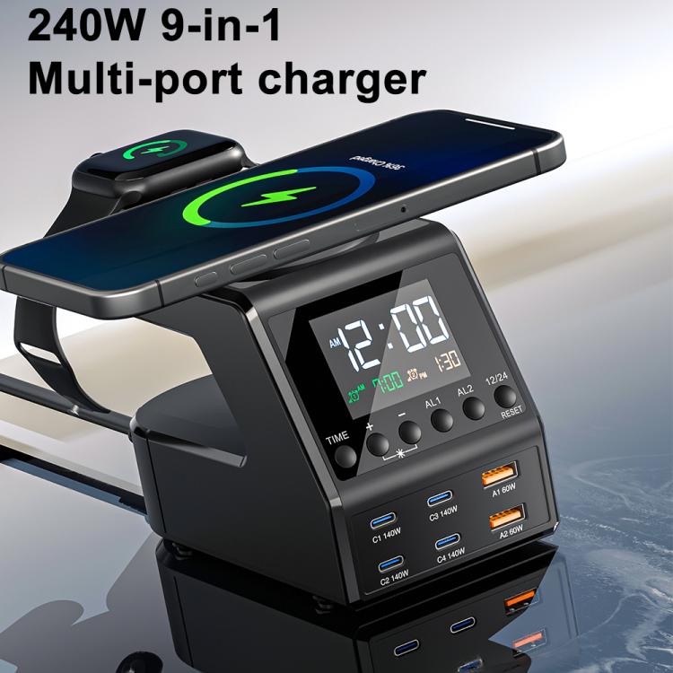 9-in-1 240W 多機能マルチポート充電ステーション アラーム機能付き 9-in-1 240W