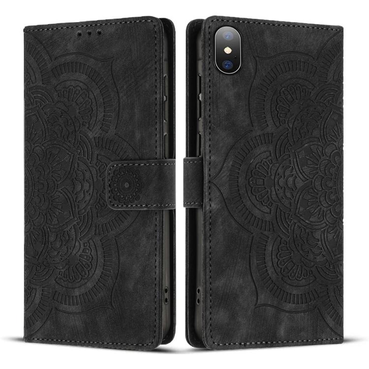 マンダラ型押しレトロフロストレザー スマホケース、iPhone XR 用、iPhone XS Max 用、iPhone 7 Plus / 8 Plus 用