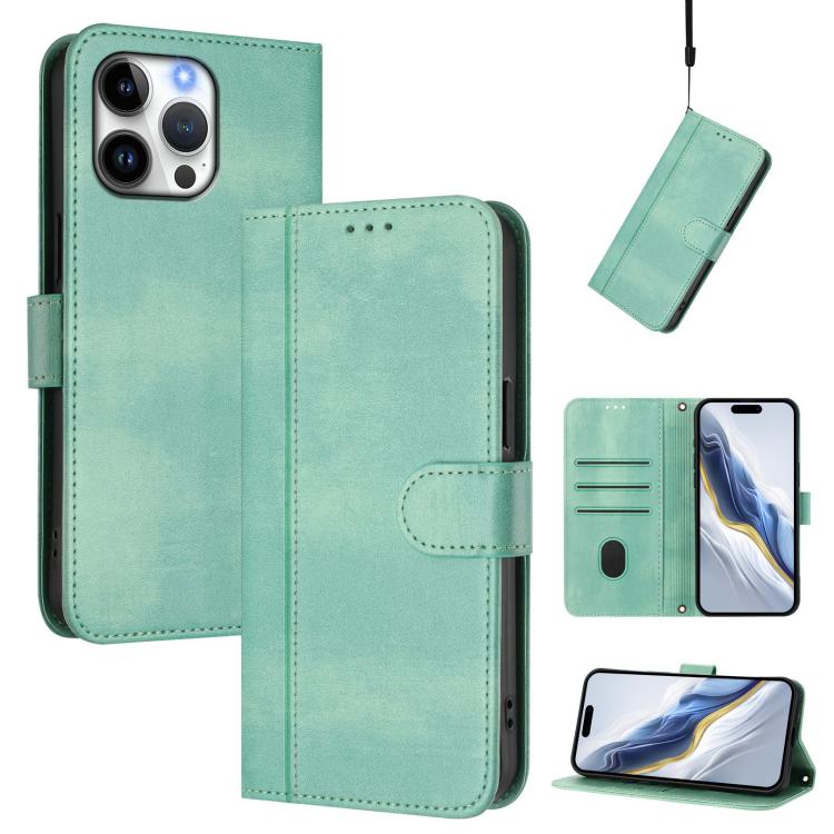 ラインスプライシングバックル レトロレザー スマホケース、iPhone 17e / 16e 用、iPhone 17 Pro Max 用、iPhone 17 Pro 用、iPhone 17 用、iPhone Air 用、iPhone 16 Pro Max 用