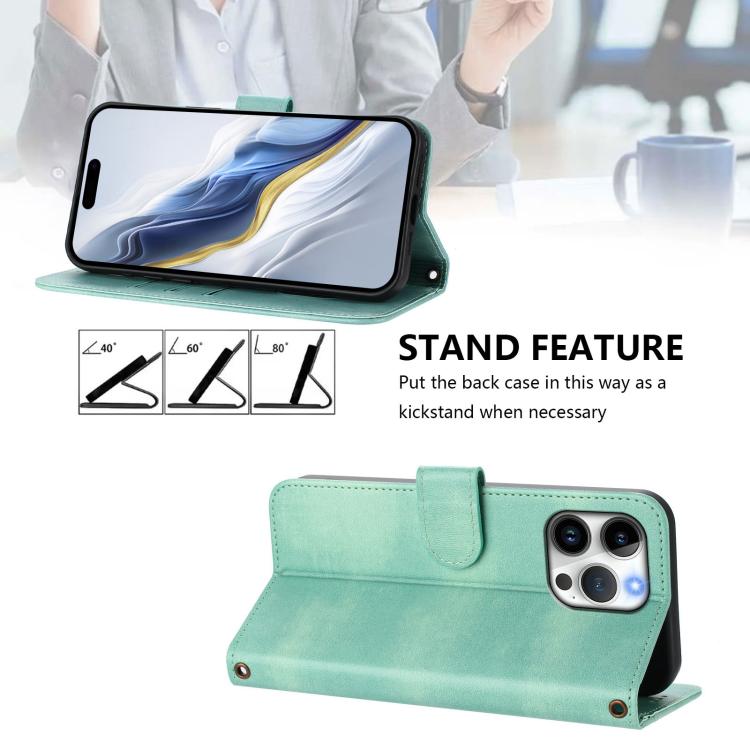 ラインスプライシングバックルレトロレザースマホケース、iPhone 16 Pro用、iPhone 16 Plus用、iPhone 16用、iPhone 15 Pro Max用、iPhone 15 Pro用、iPhone 15 Plus用