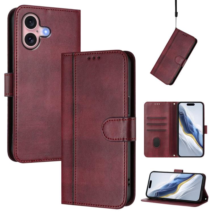 ラインスプライシングバックルレトロレザースマホケース、iPhone 16 Pro用、iPhone 16 Plus用、iPhone 16用、iPhone 15 Pro Max用、iPhone 15 Pro用、iPhone 15 Plus用