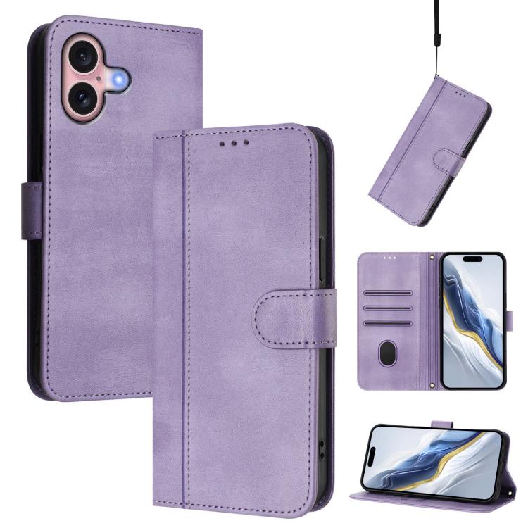 ラインスプライシングバックルレトロレザースマホケース、iPhone 16 Pro用、iPhone 16 Plus用、iPhone 16用、iPhone 15 Pro Max用、iPhone 15 Pro用、iPhone 15 Plus用