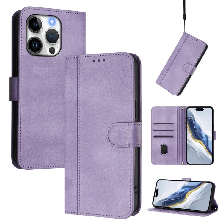 ラインスプライシングバックルレトロレザースマホケース、iPhone 16 Pro用、iPhone 16 Plus用、iPhone 16用、iPhone 15 Pro Max用、iPhone 15 Pro用、iPhone 15 Plus用