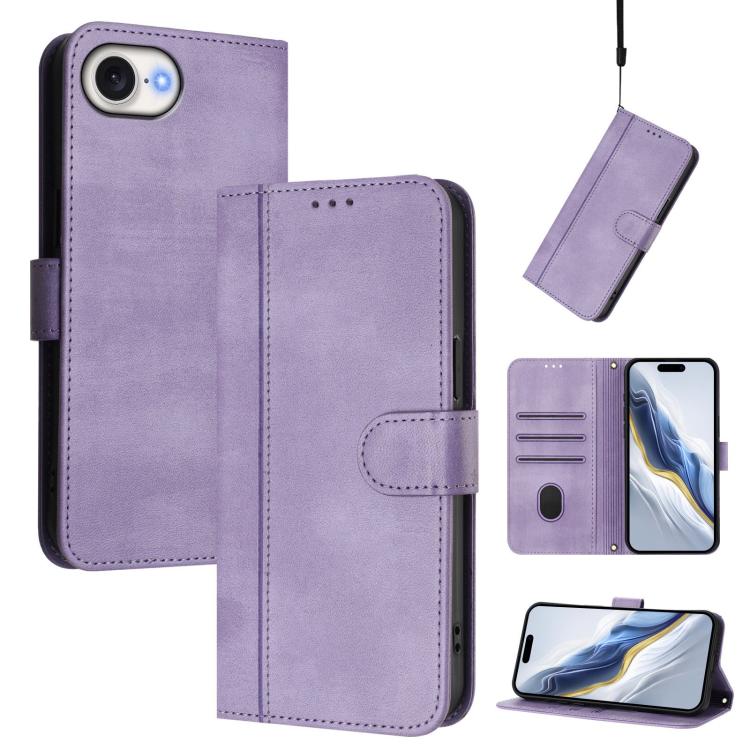ラインスプライシングバックル レトロレザー スマホケース、iPhone 17e / 16e 用、iPhone 17 Pro Max 用、iPhone 17 Pro 用、iPhone 17 用、iPhone Air 用、iPhone 16 Pro Max 用