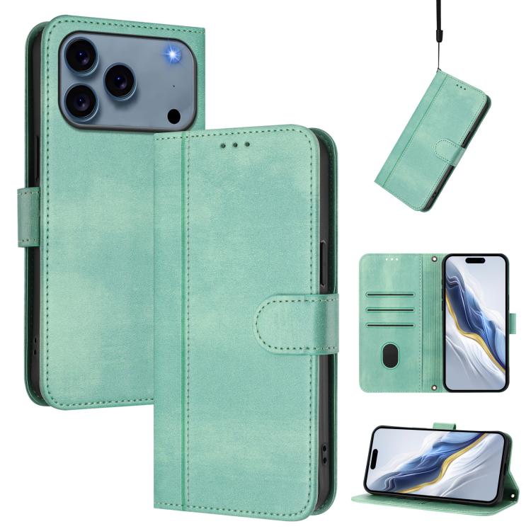 ラインスプライシングバックル レトロレザー スマホケース、iPhone 17e / 16e 用、iPhone 17 Pro Max 用、iPhone 17 Pro 用、iPhone 17 用、iPhone Air 用、iPhone 16 Pro Max 用