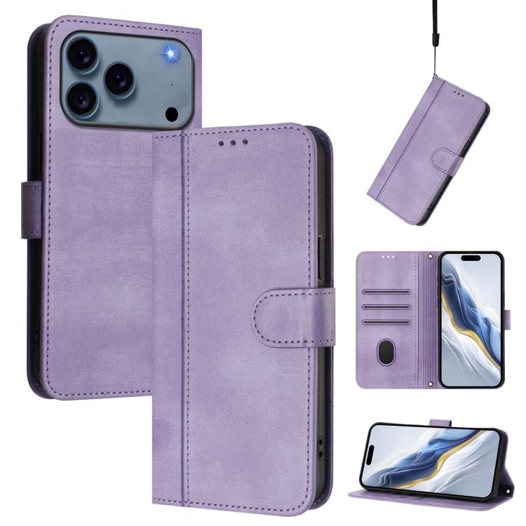 ラインスプライシングバックル レトロレザー スマホケース、iPhone 17e / 16e 用、iPhone 17 Pro Max 用、iPhone 17 Pro 用、iPhone 17 用、iPhone Air 用、iPhone 16 Pro Max 用