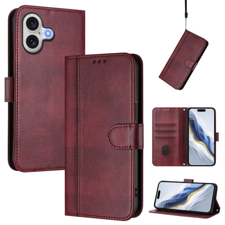 ラインスプライシングバックル レトロレザー スマホケース、iPhone 17e / 16e 用、iPhone 17 Pro Max 用、iPhone 17 Pro 用、iPhone 17 用、iPhone Air 用、iPhone 16 Pro Max 用