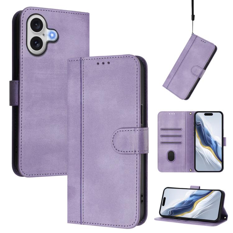 ラインスプライシングバックル レトロレザー スマホケース、iPhone 17e / 16e 用、iPhone 17 Pro Max 用、iPhone 17 Pro 用、iPhone 17 用、iPhone Air 用、iPhone 16 Pro Max 用