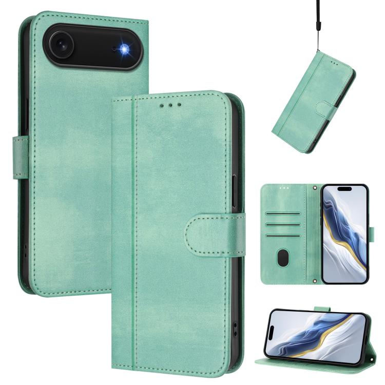 ラインスプライシングバックル レトロレザー スマホケース、iPhone 17e / 16e 用、iPhone 17 Pro Max 用、iPhone 17 Pro 用、iPhone 17 用、iPhone Air 用、iPhone 16 Pro Max 用