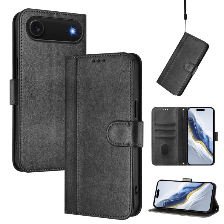 ラインスプライシングバックル レトロレザー スマホケース、iPhone 17e / 16e 用、iPhone 17 Pro Max 用、iPhone 17 Pro 用、iPhone 17 用、iPhone Air 用、iPhone 16 Pro Max 用