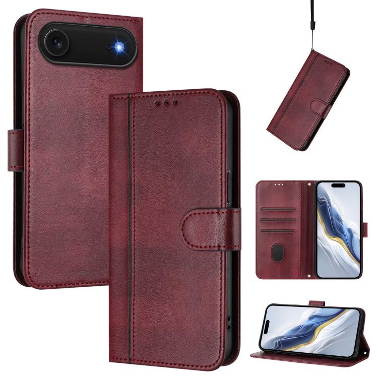 ラインスプライシングバックル レトロレザー スマホケース、iPhone 17e / 16e 用、iPhone 17 Pro Max 用、iPhone 17 Pro 用、iPhone 17 用、iPhone Air 用、iPhone 16 Pro Max 用