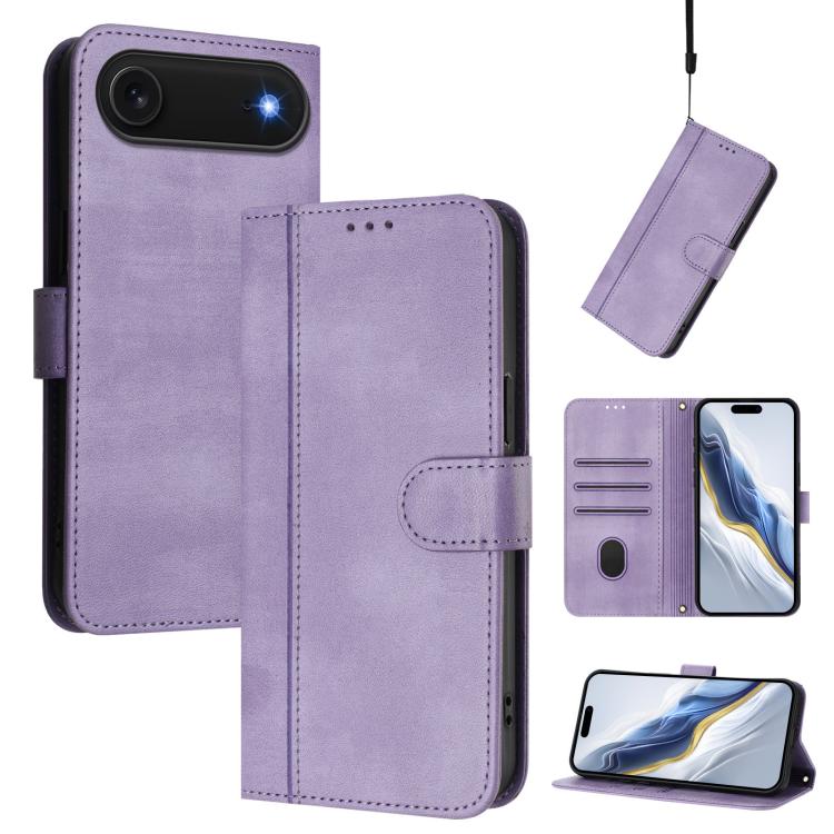 ラインスプライシングバックル レトロレザー スマホケース、iPhone 17e / 16e 用、iPhone 17 Pro Max 用、iPhone 17 Pro 用、iPhone 17 用、iPhone Air 用、iPhone 16 Pro Max 用