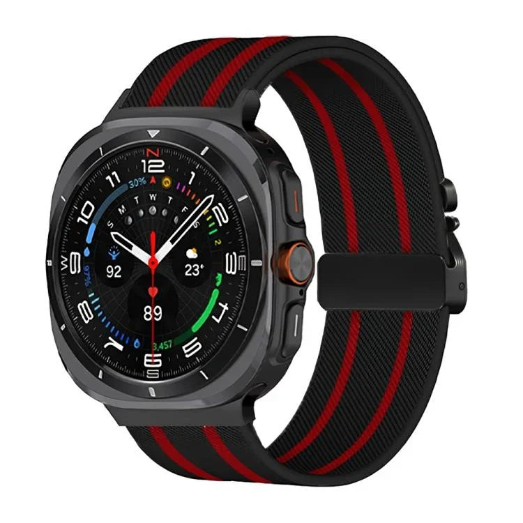 パラシュートバックルストライプナイロン伸縮編みウォッチバンド、Samsung Galaxy Watch Ultra 47mm / Ultra 2025 用