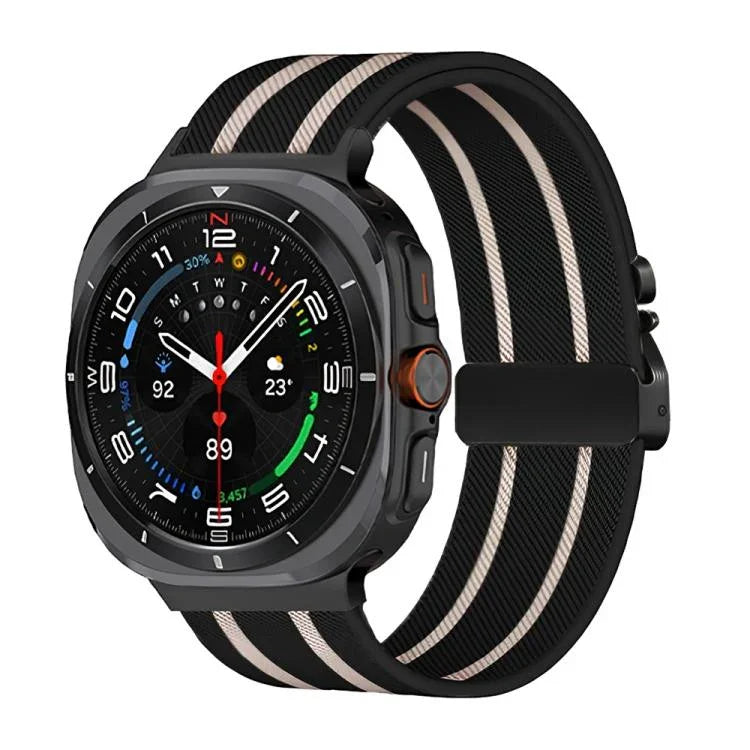 パラシュートバックルストライプナイロン伸縮編みウォッチバンド、Samsung Galaxy Watch Ultra 47mm / Ultra 2025 用