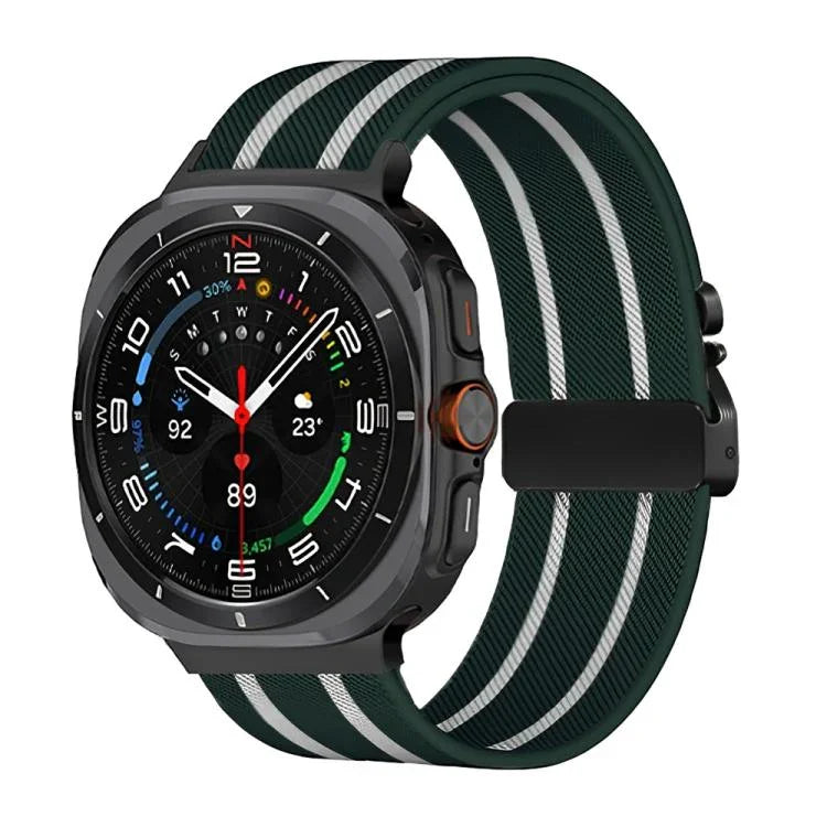 パラシュートバックルストライプナイロン伸縮編みウォッチバンド、Samsung Galaxy Watch Ultra 47mm / Ultra 2025 用
